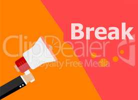 flat design business concept. Break. digital marketing business man holding megaphone for website and promotion banners.