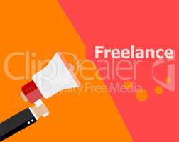 flat design business concept. Freelance. Digital marketing business man holding megaphone for website and promotion banners.