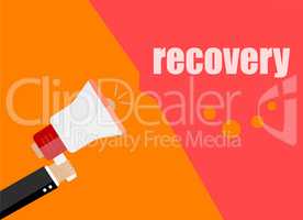 Recovery. Flat design business concept Digital marketing business man holding megaphone for website and promotion banners