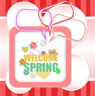 Welcome spring words on holiday card