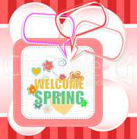 Welcome spring words on holiday card