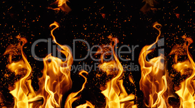 orange and yellow flames with sparks