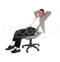 Man resting in jacket on office chair