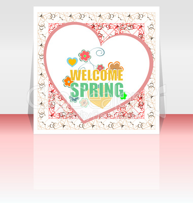 Welcome spring words on holiday card