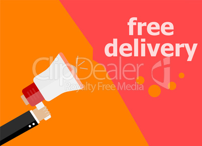 flat design business concept. free delivery digital marketing business man holding megaphone for website and promotion banners.