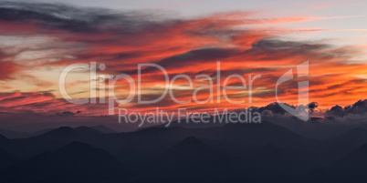 Red clouds in the sky at sunset