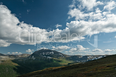 Panoramic mountains view in Norway