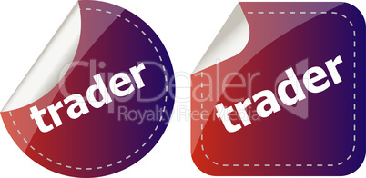 trader. stickers set, web icon button isolated on white