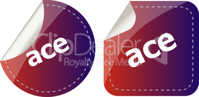 ace stickers set, icon button isolated on white