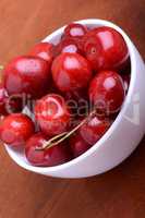 Close up of sweet fresh cherry berries