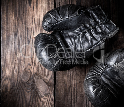 pair of old leather boxing gloves