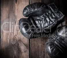 pair of old leather boxing gloves