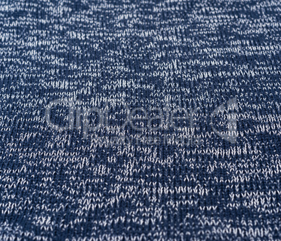 motley blue knitted fabric, selective focus