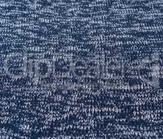 motley blue knitted fabric, selective focus