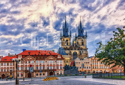 The Church of Mother of God before Tyn and Kinsky Palace in Old