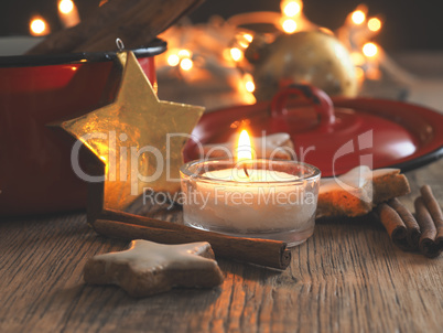 Christmas decoration in a rustic kitchen