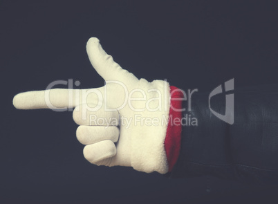 Arm of Santa with a leather jacket