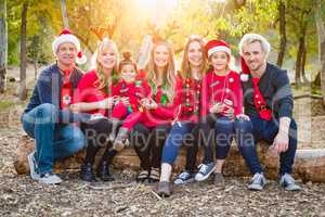 Christmas Themed Multiethnic Family Portrait Outdoors