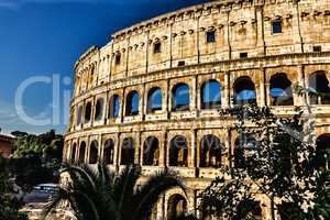 The Coliseum close view in a sunny summer day, Rome, Italy