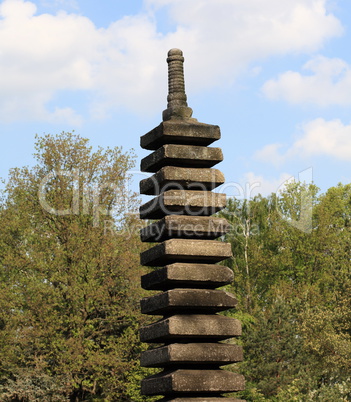 stone column in japan garden