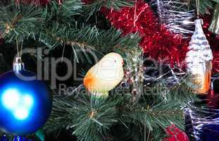 toys on green christmas fir