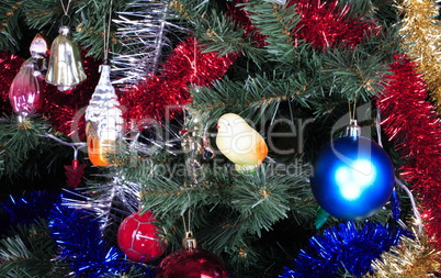 toys on green christmas fir