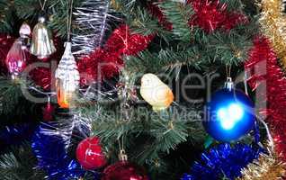 toys on green christmas fir