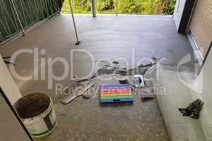 Balcony floor tiles installation