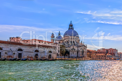 Santa Maria Della Salute Church in Dorsoduro area in Venice. Ita