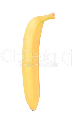 one raw Yellow Banana Isolated at dry sunny day