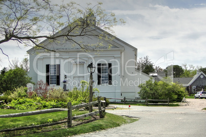 Blue sky over the Cape Cod Cinema in Dennis, Massachusetts in fa