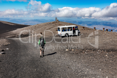 Woman on the volcano Etna