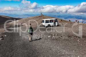 Woman on the volcano Etna