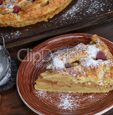 piece of traditional apple pie puff pastry