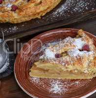 piece of traditional apple pie puff pastry