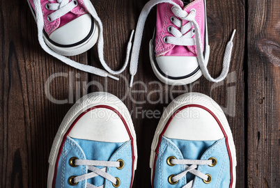 pink kids and adults textile sneakers