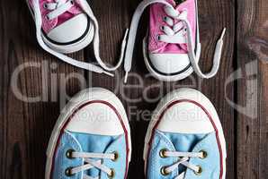 pink kids and adults textile sneakers