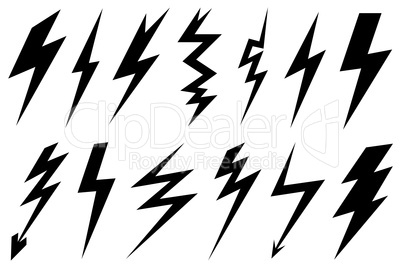 Set of different lightning bolts