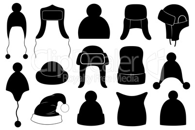Set of different winter hats