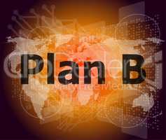 The word plan b on digital screen, business concept