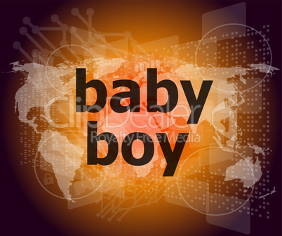 baby boy word on a virtual digital background