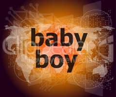 baby boy word on a virtual digital background