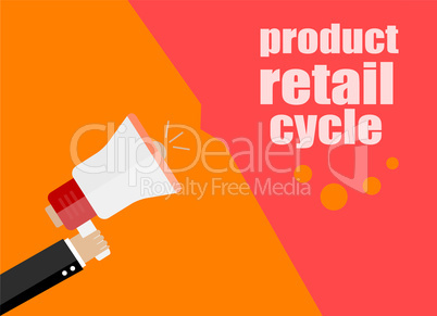 flat design business concept. product retail cycle. Digital marketing business man holding megaphone for website and promotion banners.