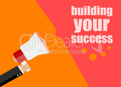 Building your success. Flat design business concept Digital marketing business man holding megaphone for website and promotion banners.