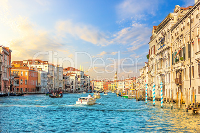 Grand Canal in Venice, view from the vaporetto on the Rialto Bri