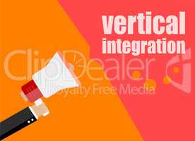 vertical integration. Flat design business concept Digital marketing business man holding megaphone for website and promotion banners