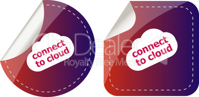 stickers label set business tag with connect to cloud word