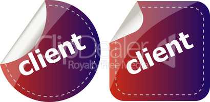 client. stickers set, web icon button isolated on white