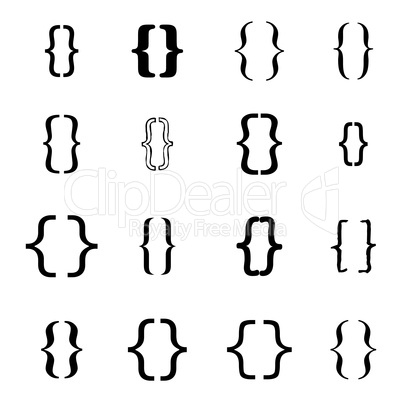 Set of braces or curly brackets icon