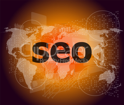 The word seo on digital screen, it concept